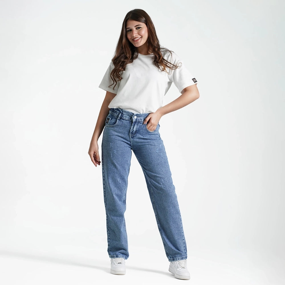 بنطلون جينز بوي فريند بناتى جينز رباعيه ليكرا الوان متعددة جميع المواسم من ريمنت - 831