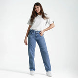 بنطلون جينز بوي فريند بناتى جينز رباعيه ليكرا الوان متعددة جميع المواسم من ريمنت - 831