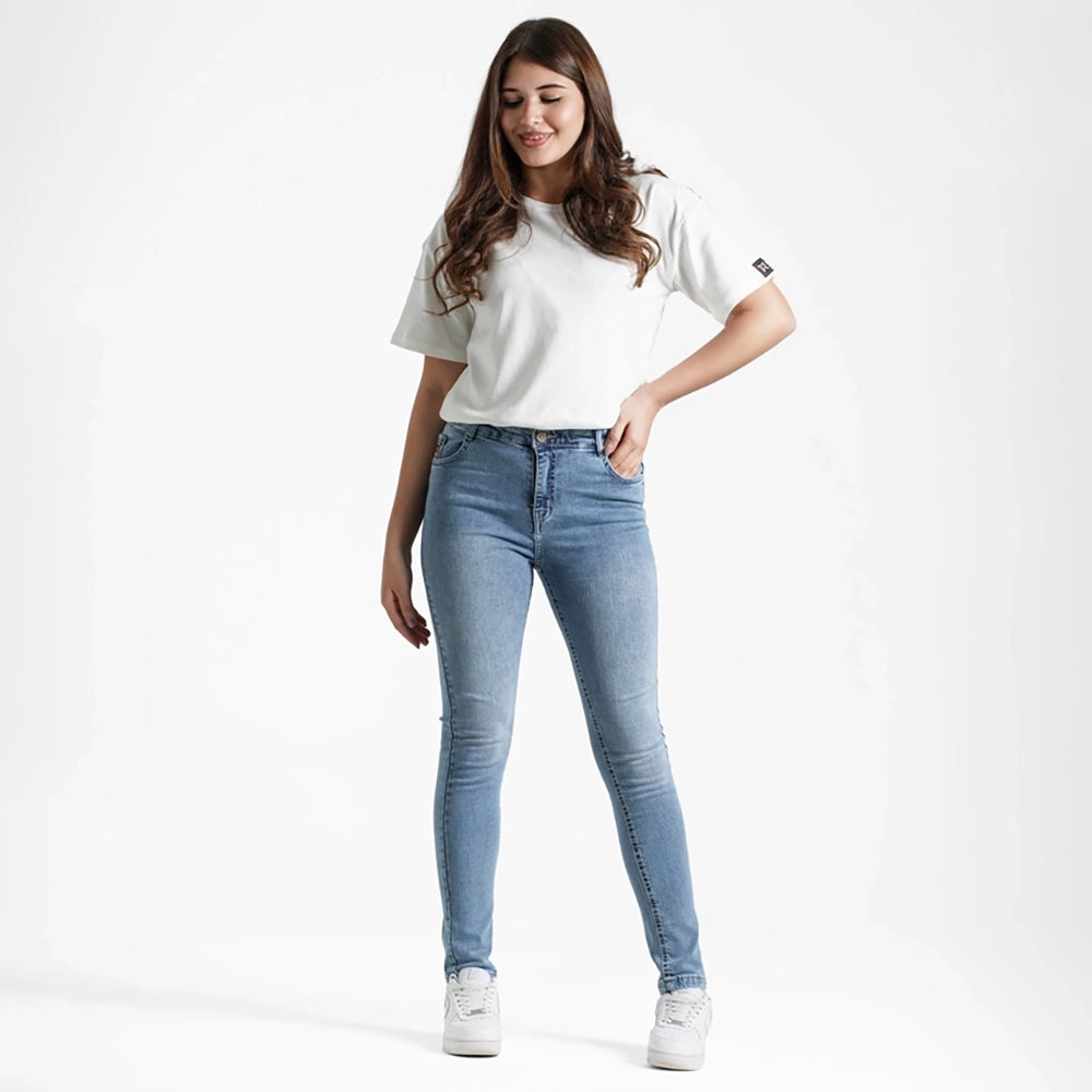 بنطلون جينز سليم فيت بناتى جينز رباعيه ليكرا الوان متعددة جميع المواسم من ريمنت - 832