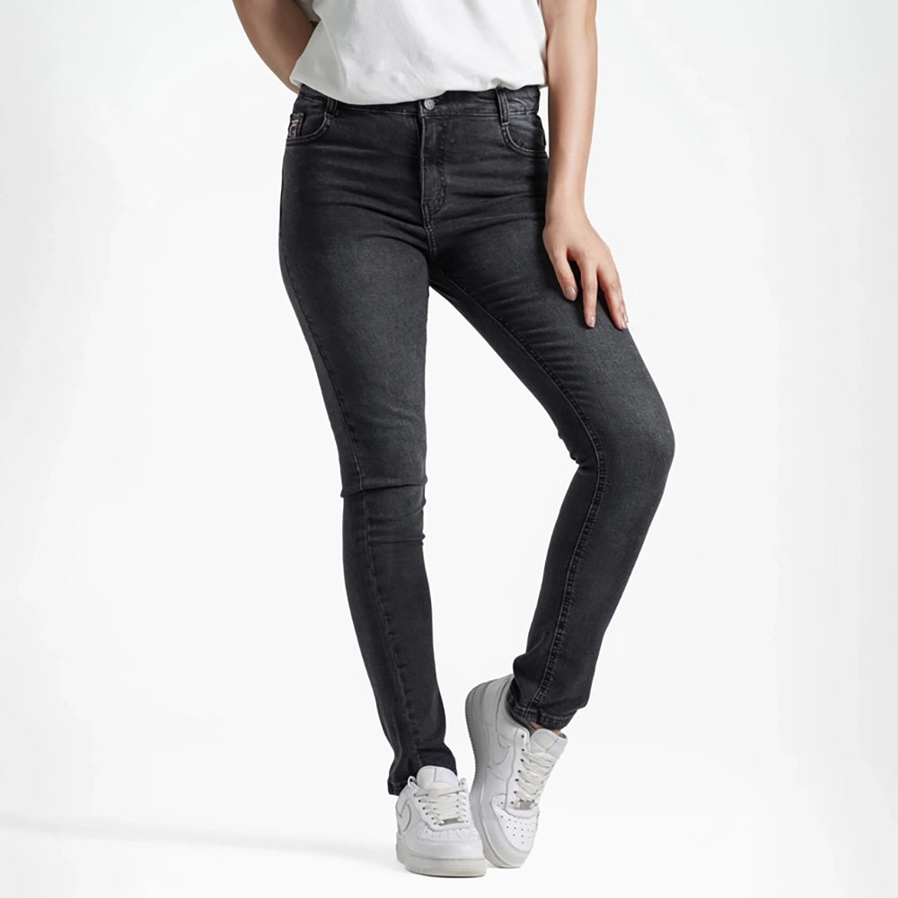 بنطلون جينز سليم فيت بناتى جينز رباعيه ليكرا اسود جميع المواسم من ريمنت - 834