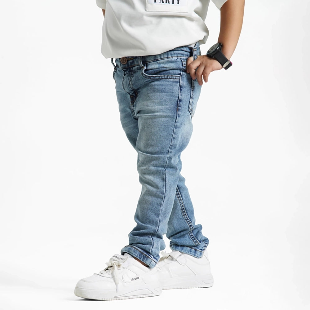 بنطلون جينز سليم فيت اولادى جينز رباعيه ليكرا الوان متعددة جميع المواسم من ريمنت - 852