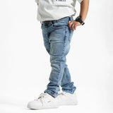 بنطلون جينز سليم فيت اولادى جينز رباعيه ليكرا الوان متعددة جميع المواسم من ريمنت - 852