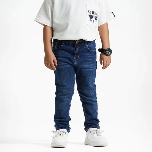 بنطلون جينز سليم فيت اولادى جينز رباعيه ليكرا الوان متعددة جميع المواسم من ريمنت - 852