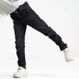 بنطلون جينز سليم فيت اولادى جينز رباعيه ليكرا اسود جميع المواسم من ريمنت - 854