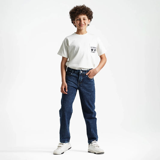 بنطلون جينز بوي فريند اولادى جينز رباعيه ليكرا الوان متعددة جميع المواسم من ريمنت - 866