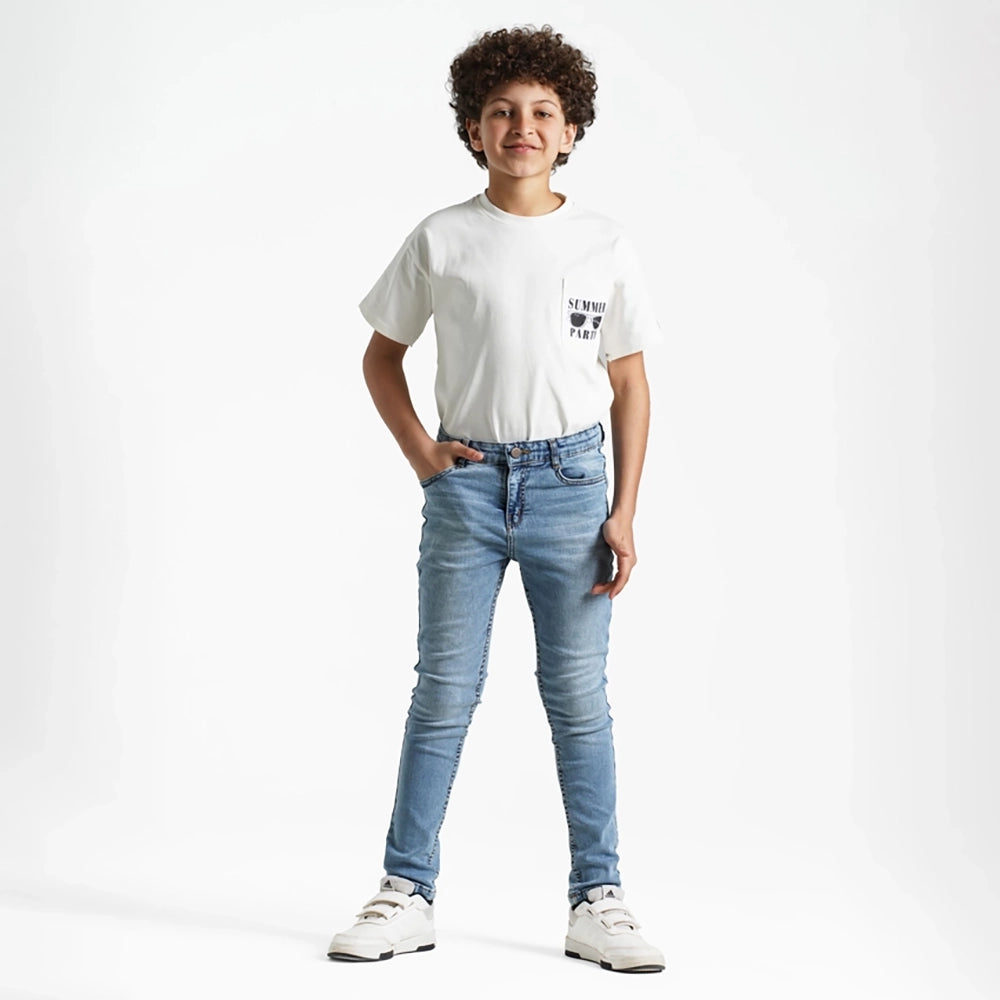 بنطلون جينز سليم فيت اولادى جينز رباعيه ليكرا الوان متعددة جميع المواسم من ريمنت - 867