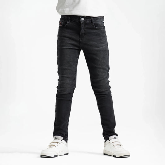 بنطلون جينز سليم فيت اولادى جينز رباعيه ليكرا اسود جميع المواسم من ريمنت - 869