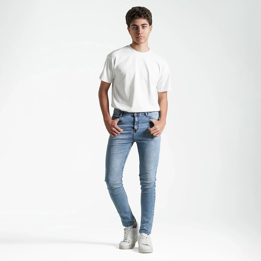 بنطلون جينز سليم فيت اولادى جينز رباعيه ليكرا الوان متعددة جميع المواسم من ريمنت - 882