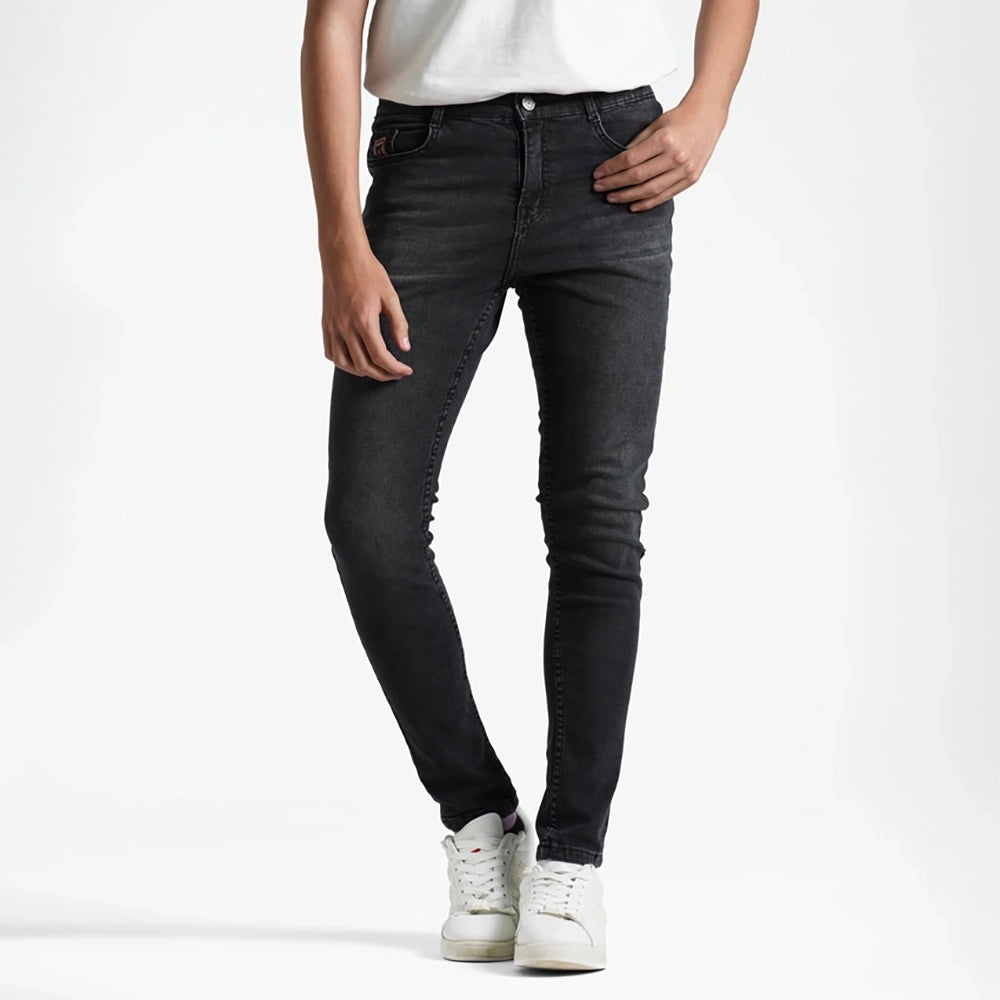 بنطلون جينز سليم فيت اولادى جينز رباعيه ليكرا اسود جميع المواسم من ريمنت - 884