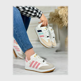 حذاء سنيكرز حريمى فوندي جلد إسكاي مستورد ونعل PVC حقن الوان متعددة جميع المواسم من لابتوب - 885