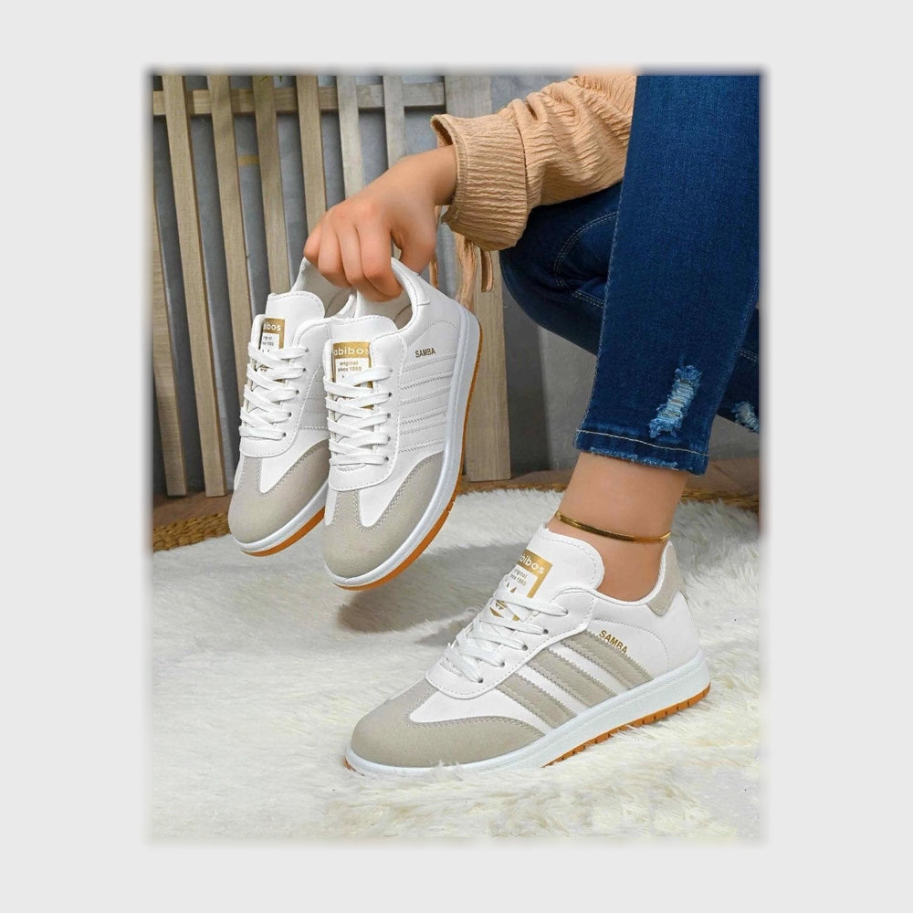 حذاء سنيكرز حريمى فوندي جلد إسكاي مستورد ونعل PVC حقن الوان متعددة جميع المواسم من لابتوب - 891