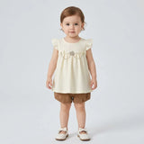 طقم فستان قطعتين بناتى بومبنايه الوان متعددة صيفي من لارك ارت - 9000