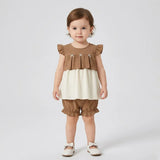 طقم فستان قطعتين بناتى بومبنايه الوان متعددة صيفي من لارك ارت - 9001