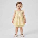 طقم فستان قطعتين بناتى بومبانيه الوان متعددة صيفي من لارك ارت - 9005