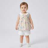 طقم فستان قطعتين بناتى بومبانيه الوان متعددة صيفي من لارك ارت - 9013