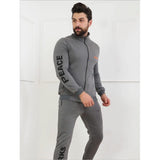 Senyora Set of Zipped Sweatshirt and Pants for Men, 100% Milton Cotton - Dark Grey