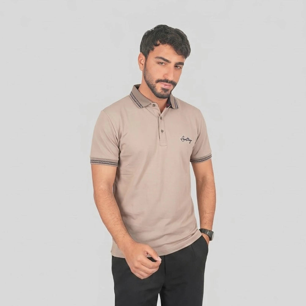 تيشيرت نص كم بولو مطبوع رجالى سنجل ليكرا الوان متعددة صيفى من أسامة تكس - 9403