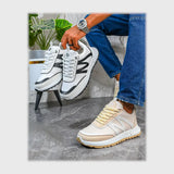 حذاء سنيكرز رجالى فوندي جلد إسكاي مستورد ونعل PVC حقن الوان متعددة جميع المواسم من لابتوب - 945