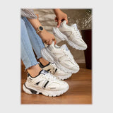 حذاء سنيكرز حريمى فوندي جلد إسكاي مستورد ونعل PVC حقن الوان متعددة جميع المواسم من اس اتش - A08