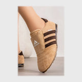 حذاء سنيكرز حريمى فوندي جلد إسكاي مستورد ونعل PVC حقن كافيه جميع المواسم من ساندي - A4904-CF
