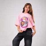 تيشيرت مطبوع اوفر سايز بناتى سنجل ليكرا الوان متعددة صيفى من بي ايكون - B-36