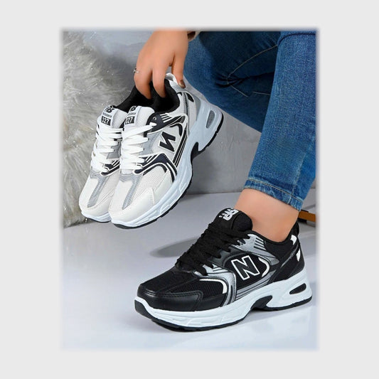 حذاء سنيكرز حريمى فوندي جلد اسكاى مستورد ونعل PVC حقن ألوان متعددة جميع المواسم من لابتوب - B21