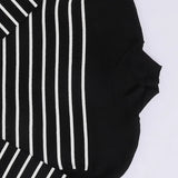 بلوفر بيزك مقلم حريمى تريكو اسود شتوي من اتش - Body-BK