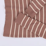 بلوفر بيزك مقلم حريمى تريكو بني شتوي من اتش - Body-BR