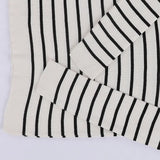 بلوفر بيزك مقلم حريمى تريكو ابيض شتوي من اتش - Body-WH