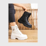 حذاء هاف بوت حريمى فوندي جلد إسكاي مستورد ونعل PVC حقن الوان متعددة شتوى من اس اتش - C11