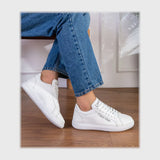 حذاء سنيكرز رجالى فوندي جلد اسكاي مستورد ونعل PVC حقن ابيض جميع المواسم من جاست - C1