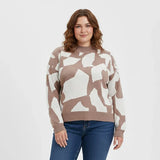 بلوفر رسومات حريمى تريكو بيج شتوي من اتش - Cao-3