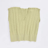 بلوفر كت V حريمى تريكو منت جرين شتوي من اتش - Cut-2