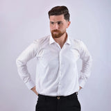 قميص كلاسيك ساده رجالى قطن داكرون ابيض صيفى من إم كيه إم فاشون - Dakron-2