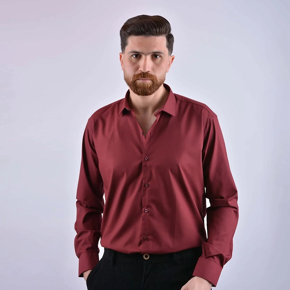 قميص كلاسيك ساده رجالى قطن داكرون نبيتي صيفى من إم كيه إم فاشون - Dakron-6