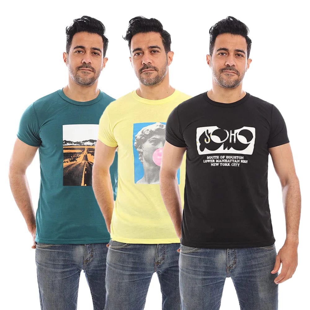 Short Sleeves T-shirt for Men, Single Lycra - Multicolor