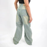 بنطلون وايد ليج حريمي جينز رباعيه قطن 100 % كحلي زيتي جميع المواسم من ايجي وير جينز - EG045-370-OLIVEBLUE