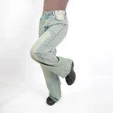 بنطلون وايد ليج حريمي جينز رباعيه قطن 100 % كحلي زيتي جميع المواسم من ايجي وير جينز - EG045-370-OLIVEBLUE