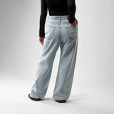 بنطلون وايد ليج حريمي جينز رباعيه قطن 100 % كحلي فاتح جميع المواسم من ايجي وير جينز - EG045-373-light-blue