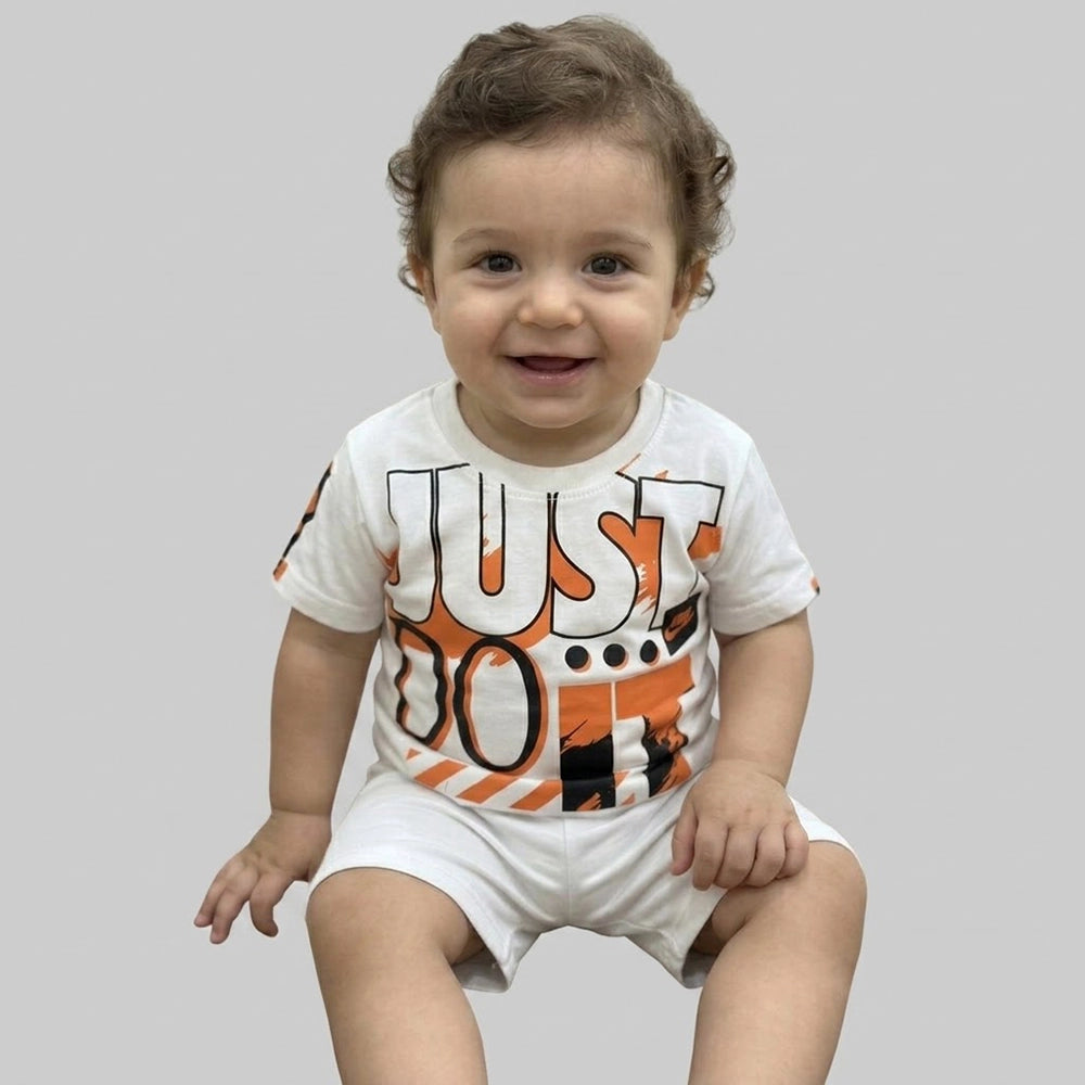 طقم شورت و تيشيرت مطبوع قطعتين اولادى سنجل ليكرا قطن الوان متعددة صيفى من فرعون - FR-1