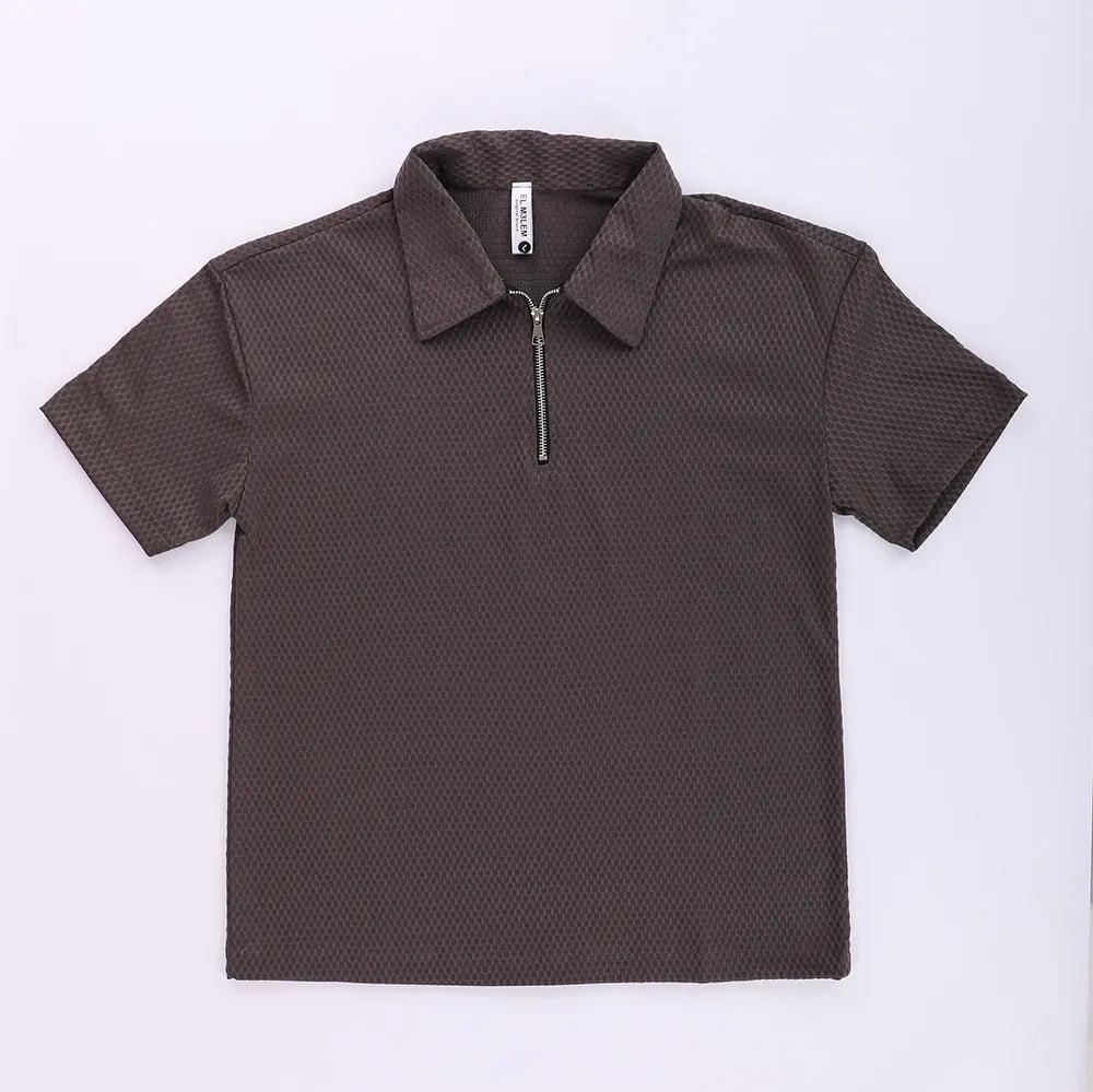 تيشرت نص كم رجالى بوب كورن رمادي غامق صيفى من جريتي - G-4