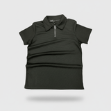 تيشيرت بولو لياقة ونصف سوستة رجالي بسكوتة اسود صيفي من فرعون-25-9027-4