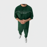 طقم تيشيرت وبنطلون رجالي زيتي من فور براذرز