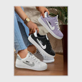 حذاء سنيكرز حريمى فوندي جلد إسكاي مستورد ونعل PVC حقن الوان متعدده جميع المواسم من الشماع - H-141-2