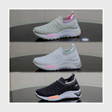 حذاء سنيكرز حريمى فوندي تريكو خيط مستورد ونعل PVC حقن الوان متعددة جميع المواسم من كيو كيو - H201