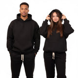 سويتشيرت هودي ساده للجنسين قطن اسفنجي اسود شتوي من اتش - HOOd-Black