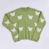 بلوفر هاي وست رسومات حريمى تريكو اخضر شتوي من اتش - Hi-West-1