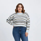 بلوفر هاي وست رسومات حريمى تريكو لبني شتوي من اتش - Hi-West-2-BB