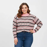 بلوفر هاي وست رسومات حريمى تريكو بينك شتوي من اتش - Hi-West-2-PK