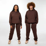 سويتشيرت هودي ساده للجنسين قطن اسفنجي بني شتوي من اتش - HOOd-Brown